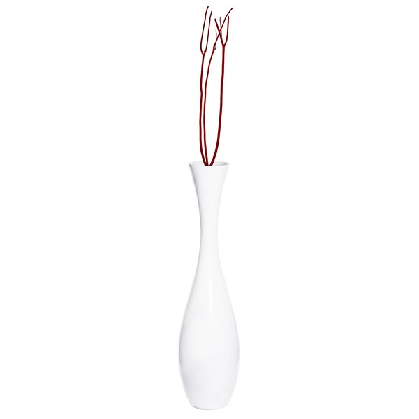 Uniquewise 43 Inch Tall White Modern Fiberglass Narrow Trumpet Floor Vase QI003694L - main